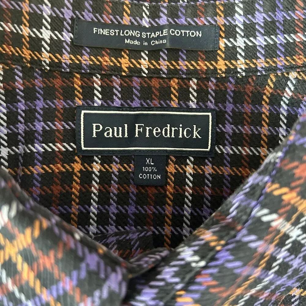 Paul Fredrick Medium Weight Button Shirt Men's XL Multicolor Long Sleeve Cotton - Picture 3 of 7